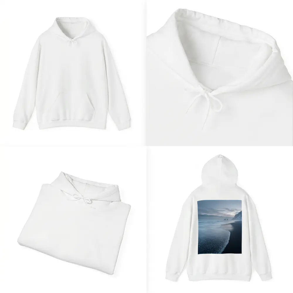 Black Sand Beach Iceland Moody Winter Seascape – Hoodies