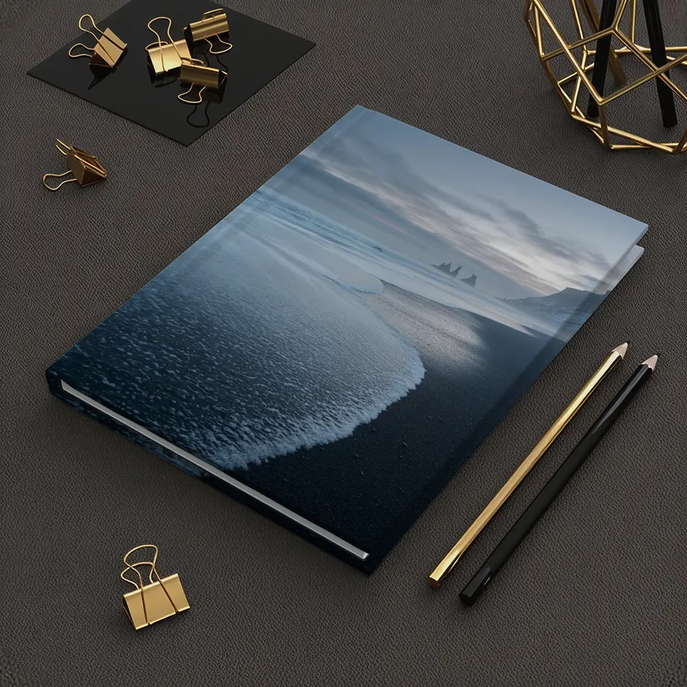 Black Sand Beach Iceland Moody Winter Seascape – Notebooks