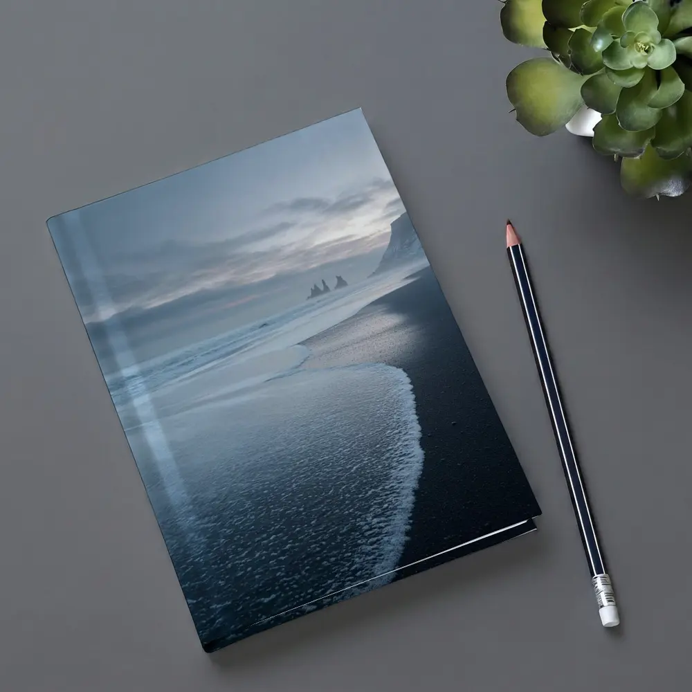 Black Sand Beach Iceland Moody Winter Seascape – Notebooks