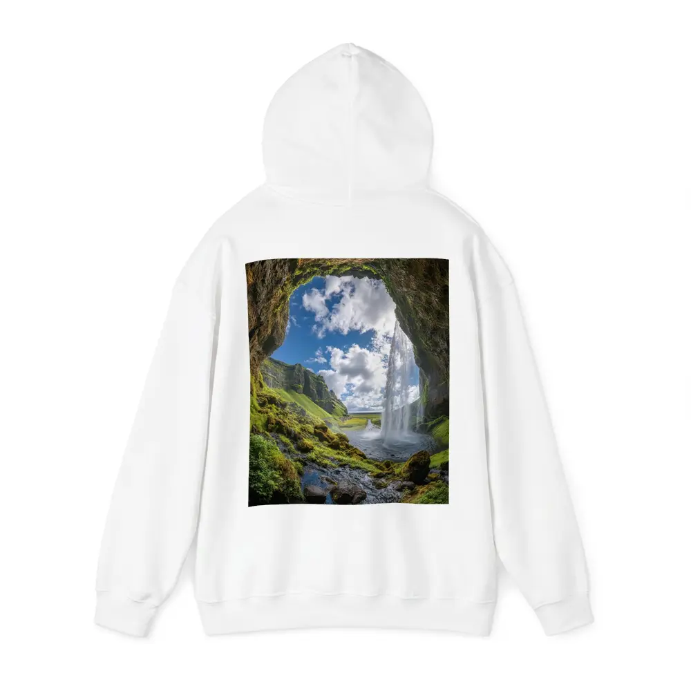 Cave View Waterfall Green Iceland Landscape – Hoodies