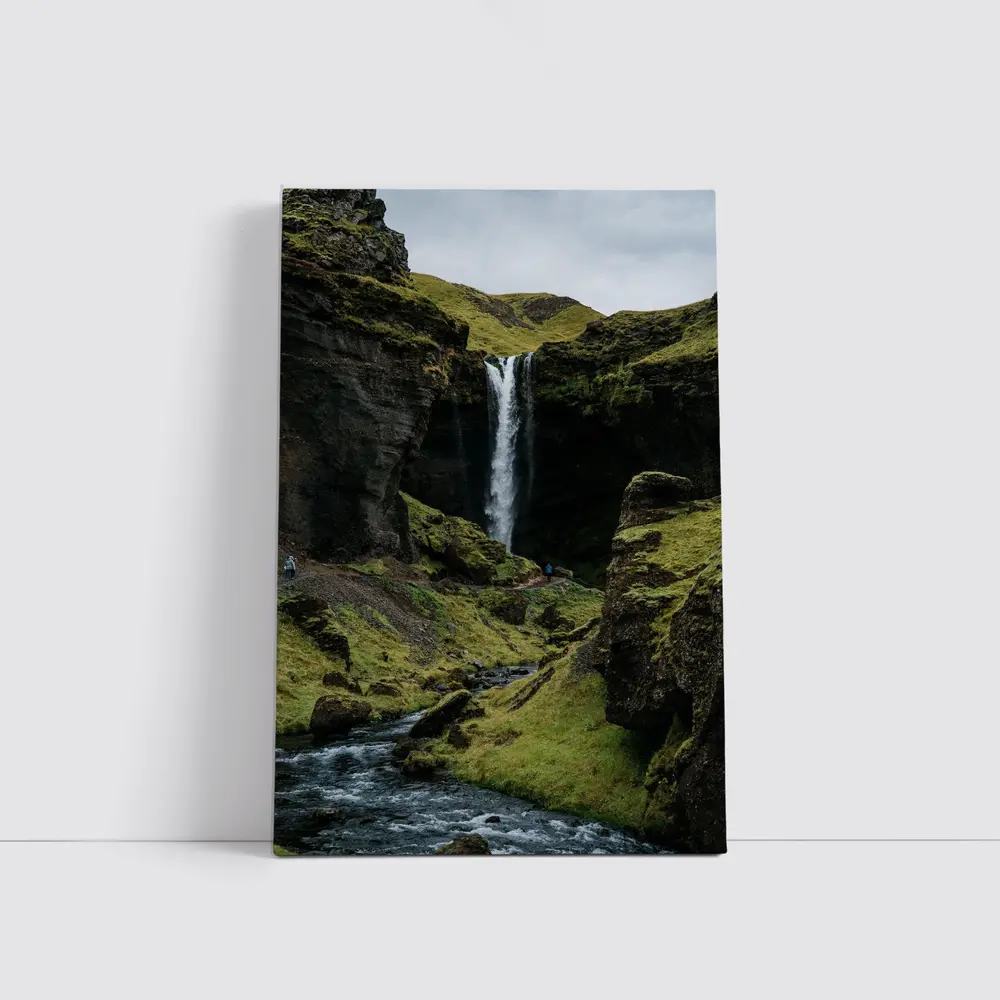 Iceland Waterfall Mossy Canyon River Landscape – Wall Art