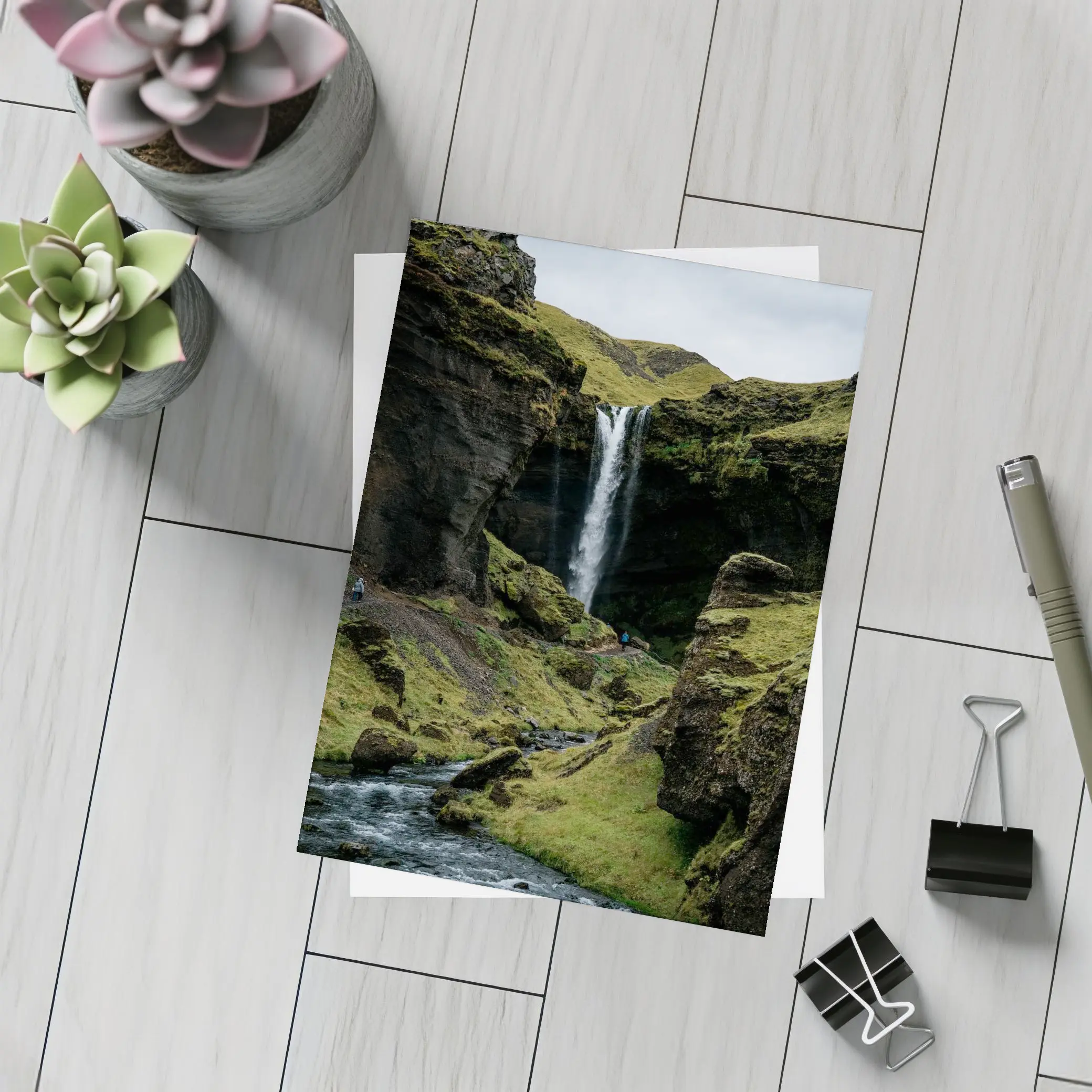 Iceland Waterfall Mossy Canyon River Landscape – Postcards
