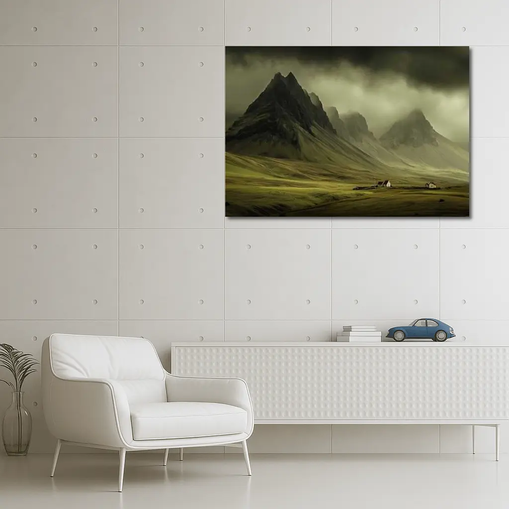 Dramatic Mountain Valley Iceland Moody Landscape – Wall Art
