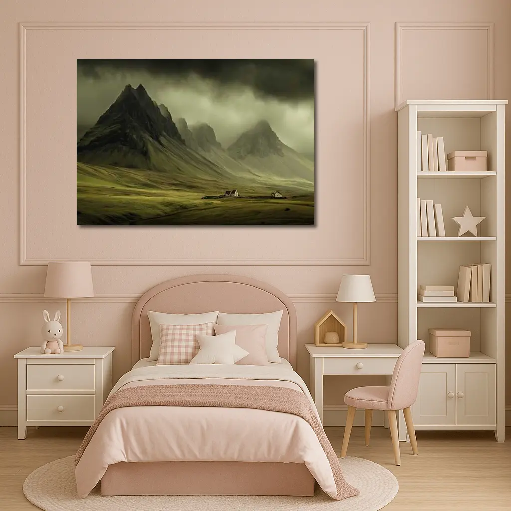 Dramatic Mountain Valley Iceland Moody Landscape – Wall Art
