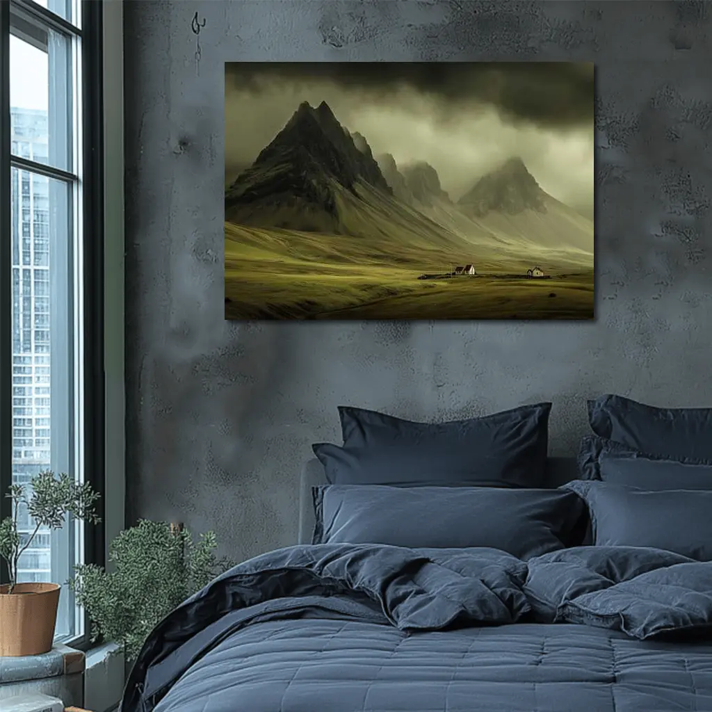 Dramatic Mountain Valley Iceland Moody Landscape – Wall Art