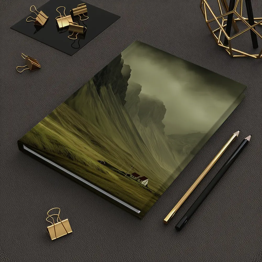 Dramatic Mountain Valley Iceland Moody Landscape – Notebooks