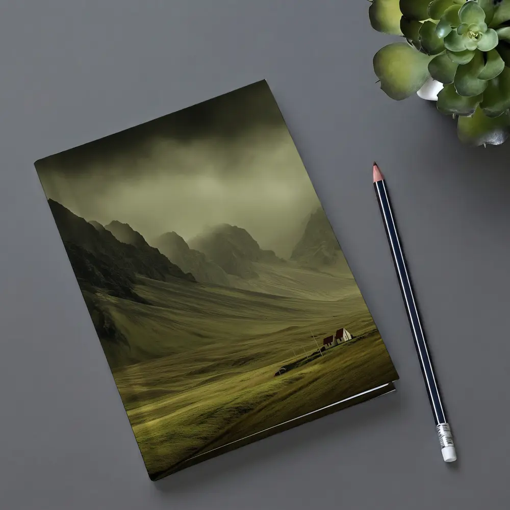 Dramatic Mountain Valley Iceland Moody Landscape – Notebooks