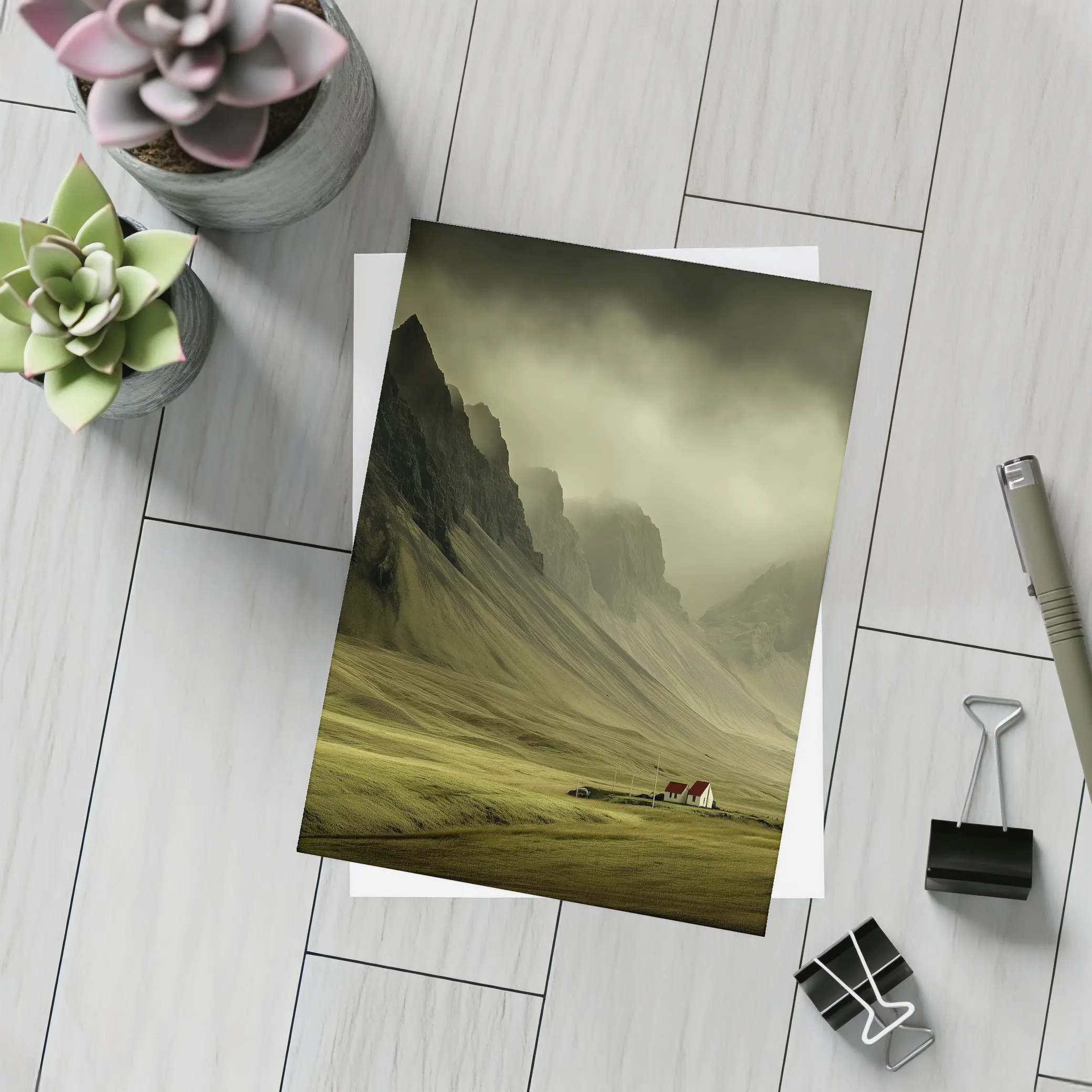 Dramatic Mountain Valley Iceland Moody Landscape – Postcards
