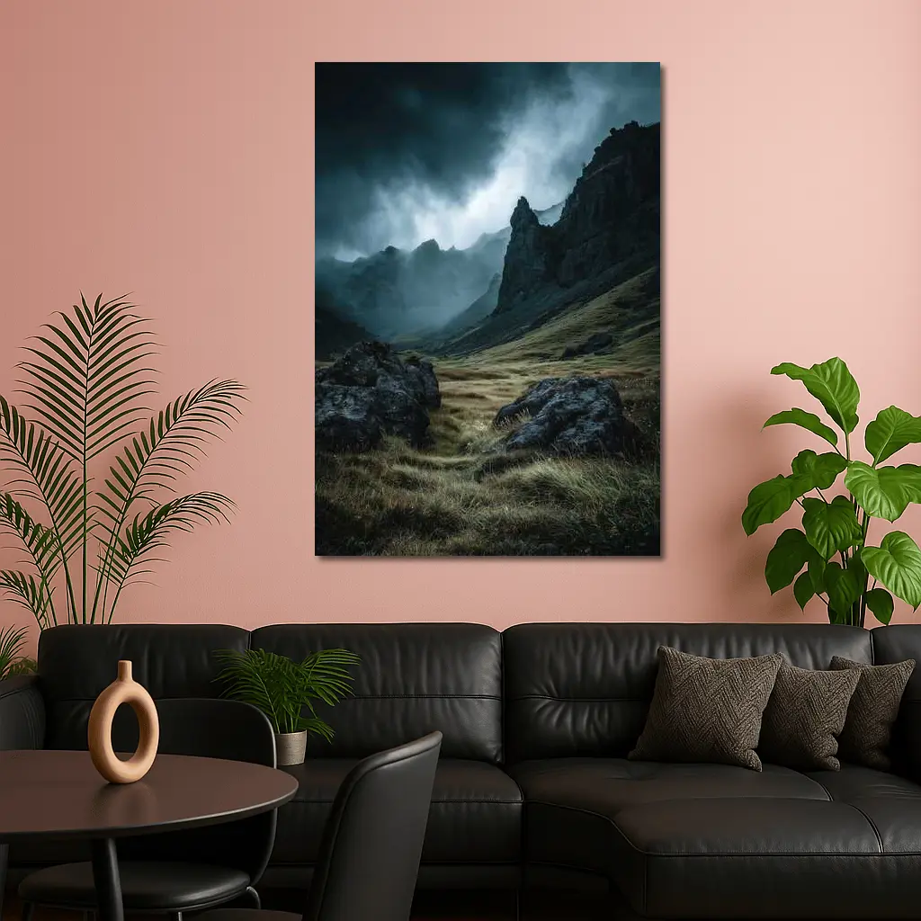 Dark Moody Mountain Valley Storm Clouds – Wall Art