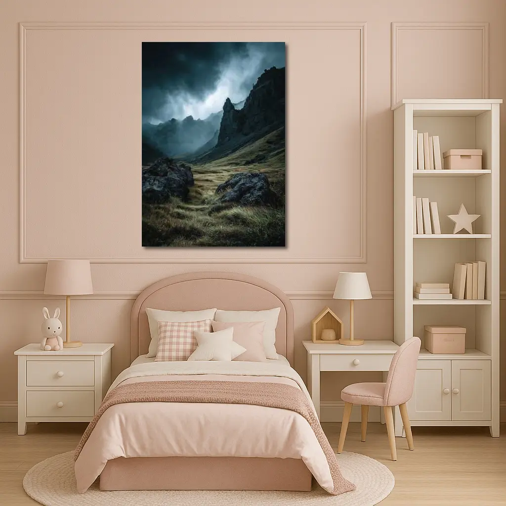 Dark Moody Mountain Valley Storm Clouds – Wall Art