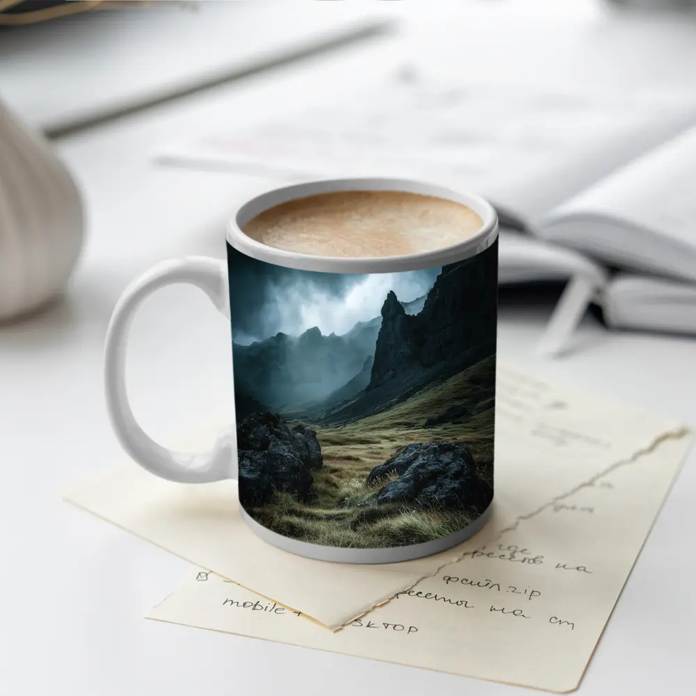 Dark Moody Mountain Valley Storm Clouds – Mugs