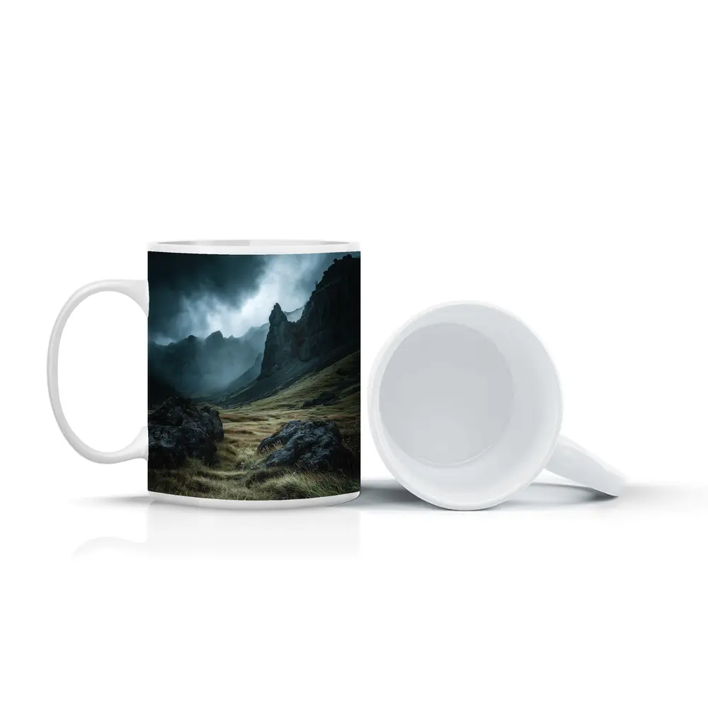 Dark Moody Mountain Valley Storm Clouds – Mugs