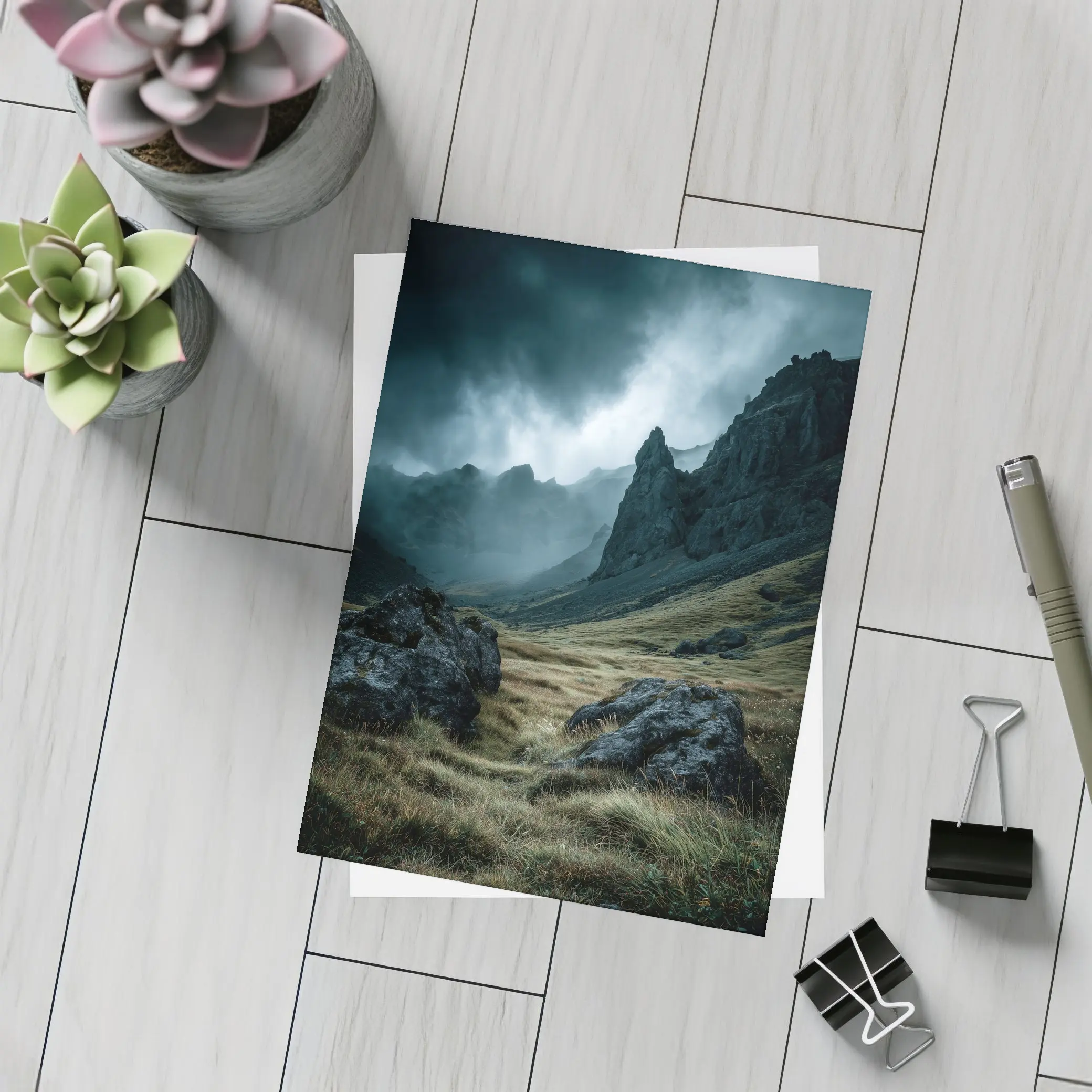Dark Moody Mountain Valley Storm Clouds – Postcards