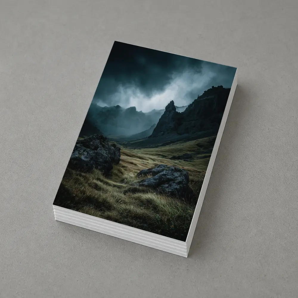 Dark Moody Mountain Valley Storm Clouds – Postcards