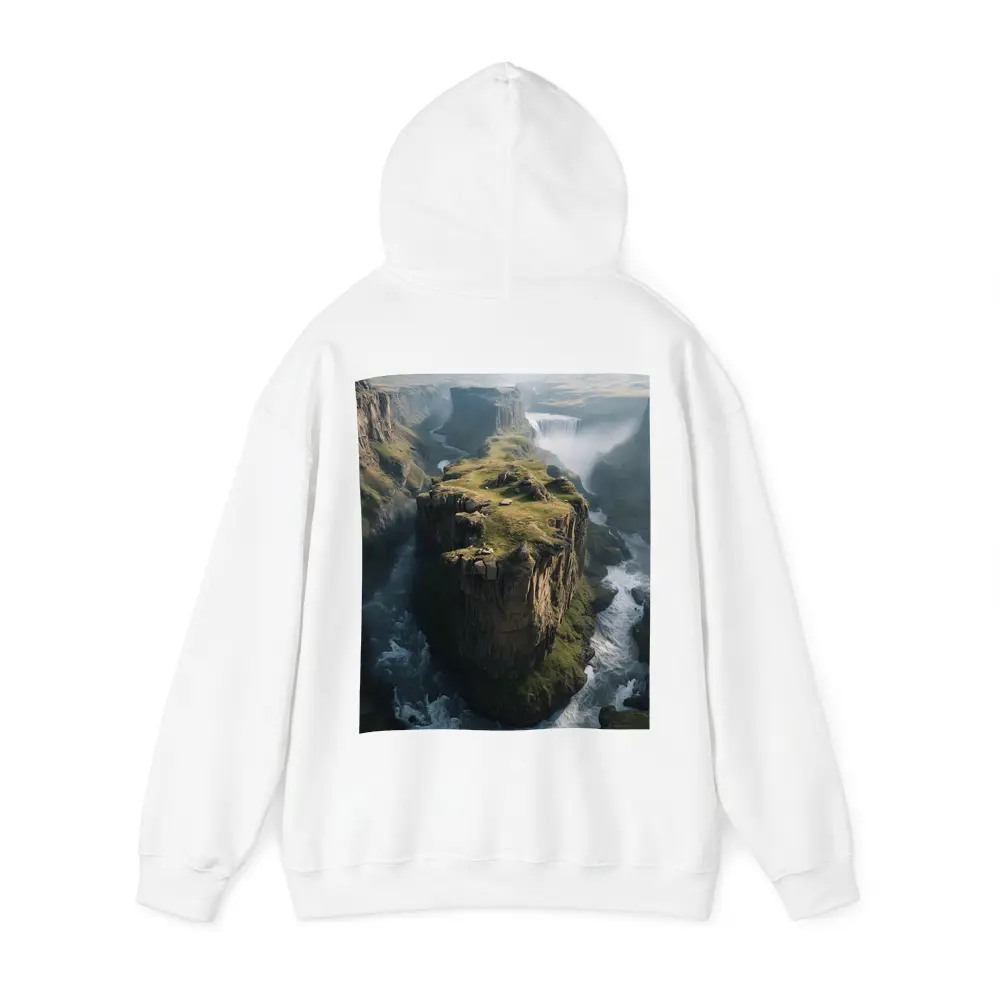 Dramatic Cliff Canyon Waterfall Misty Landscape – Hoodies