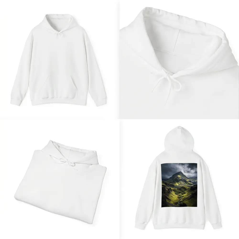 Moody Green Iceland Mountain Valley Landscape – Hoodies