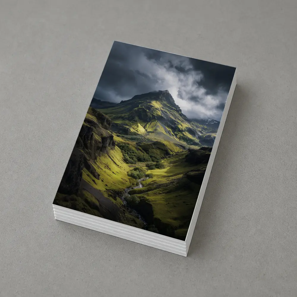 Moody Green Iceland Mountain Valley Landscape – Postcards