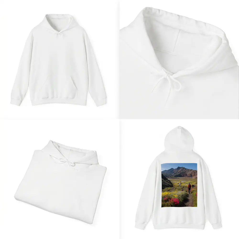 Hiker Walking Mountain Valley Wildflower Trail – Hoodies
