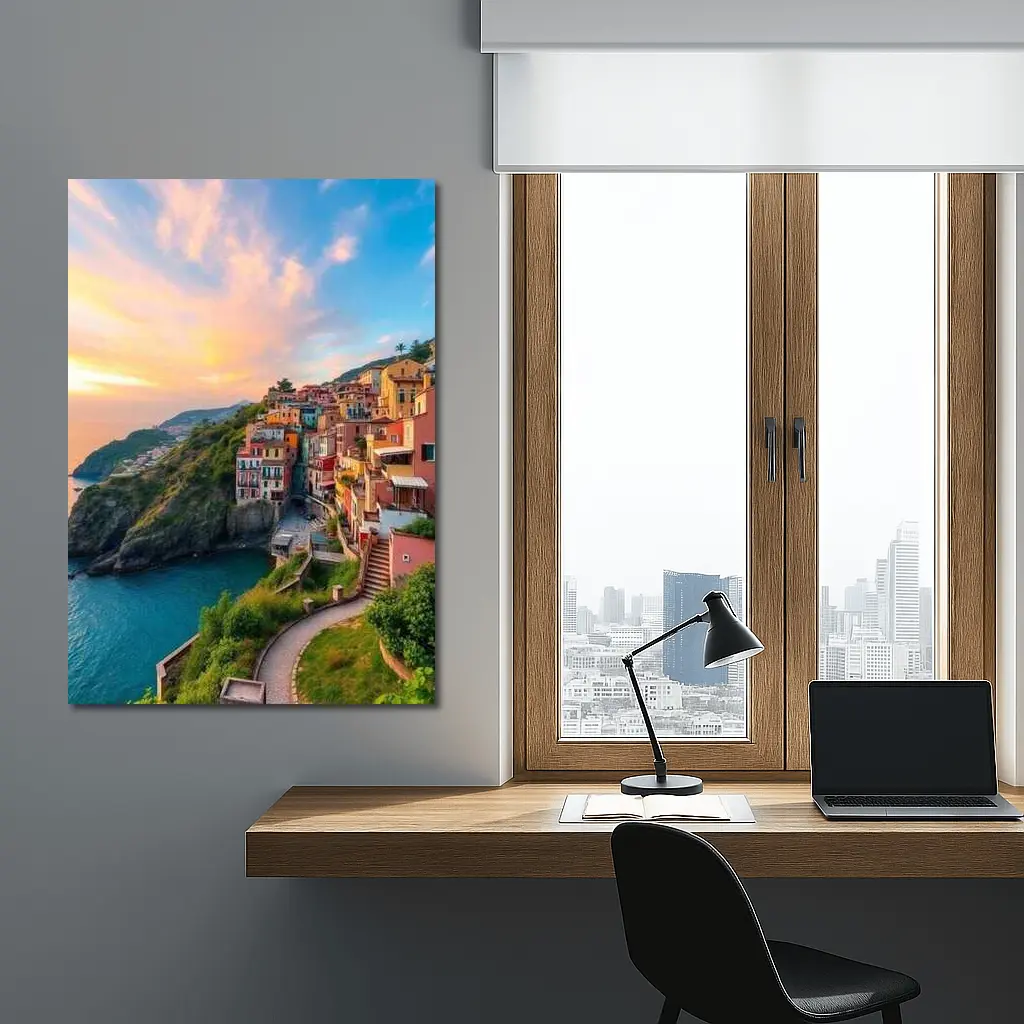 Cinque Terre Cliffside Village Italy Sunset – Wall Art