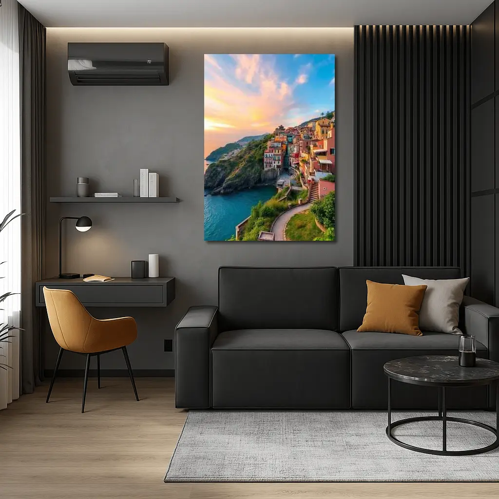 Cinque Terre Cliffside Village Italy Sunset – Wall Art