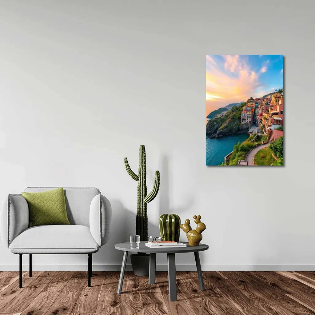 Cinque Terre Cliffside Village Italy Sunset – Wall Art
