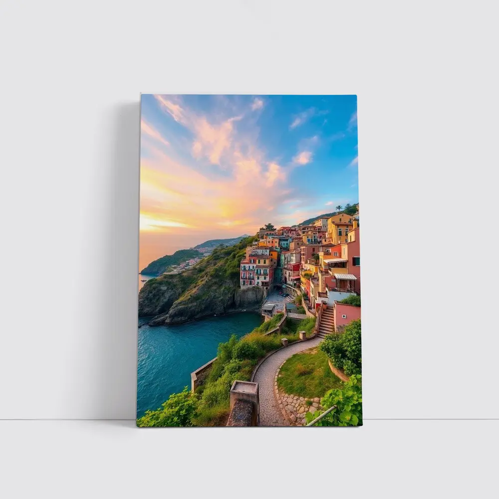 Cinque Terre Cliffside Village Italy Sunset – Wall Art