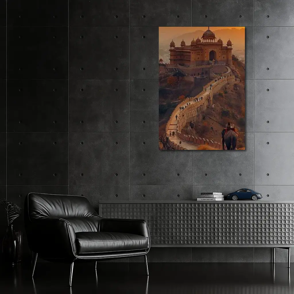 Amber Fort Elephant Rajasthan Golden Sunset – Wall Art