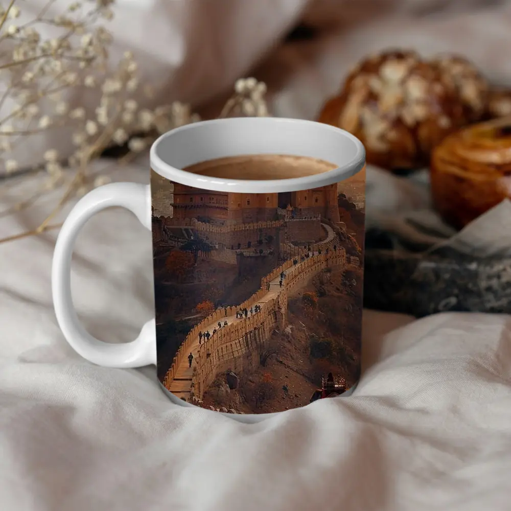Amber Fort Elephant Rajasthan Golden Sunset – Mugs