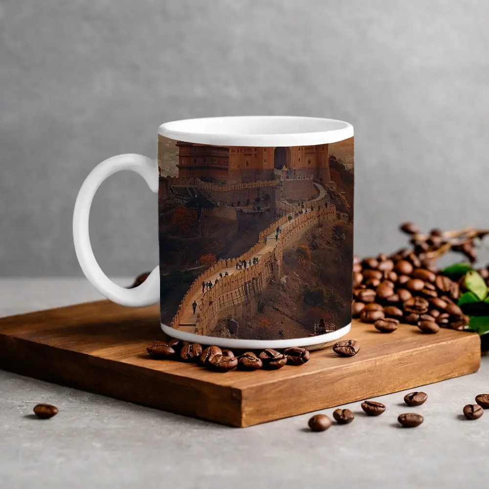 Amber Fort Elephant Rajasthan Golden Sunset – Mugs