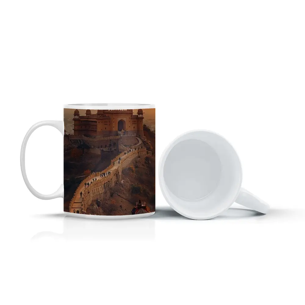 Amber Fort Elephant Rajasthan Golden Sunset – Mugs