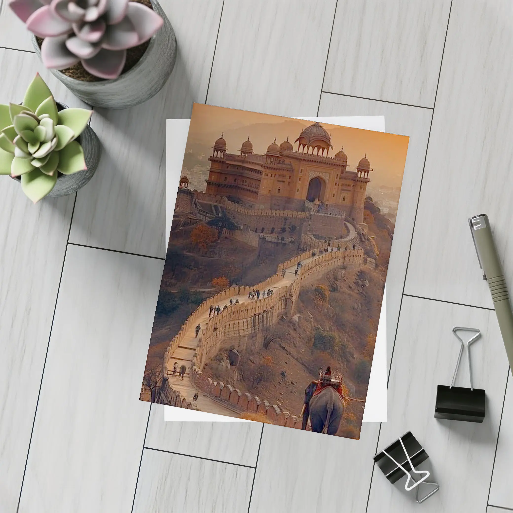 Amber Fort Elephant Rajasthan Golden Sunset – Postcards