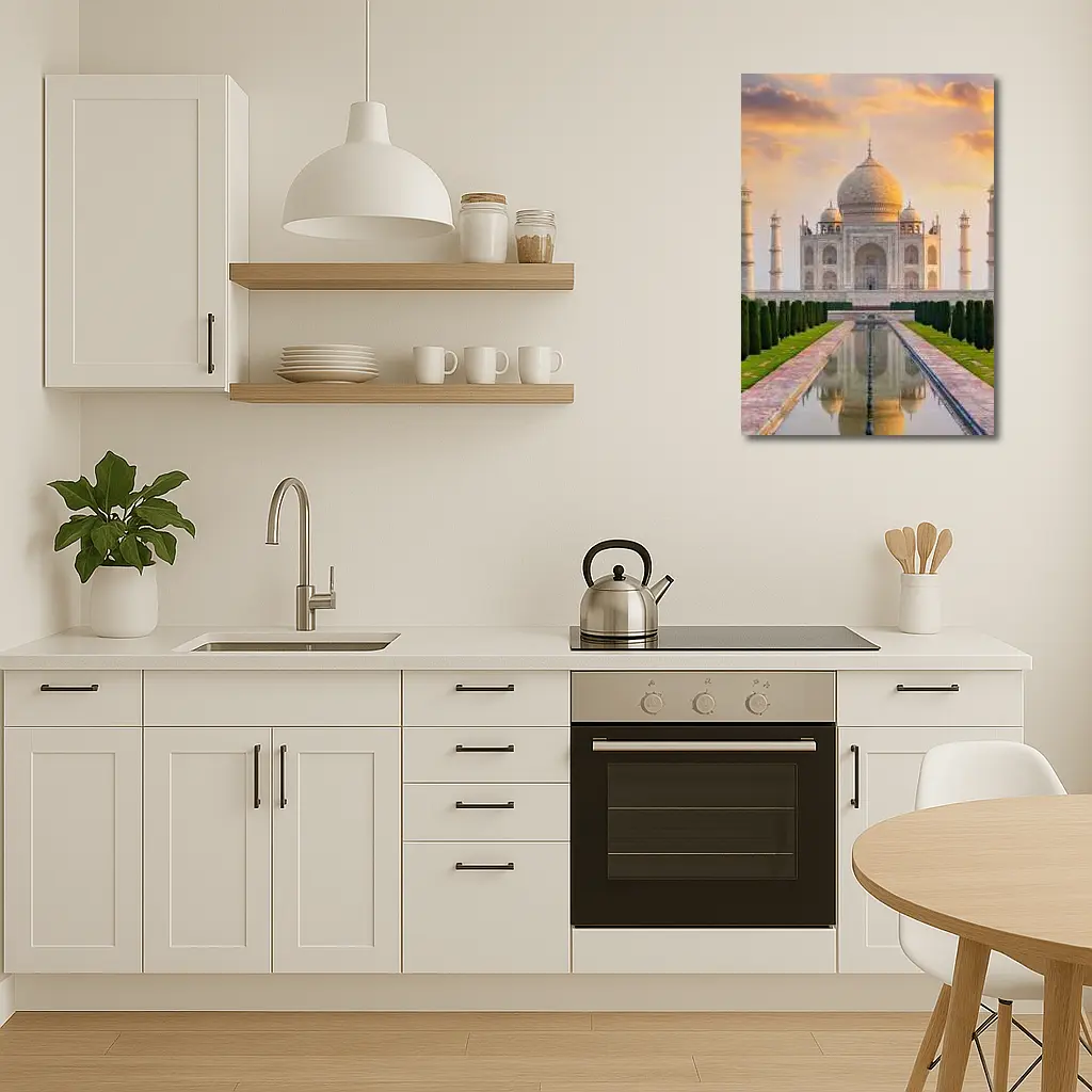 Taj Mahal Sunset Golden Sky India – Wall Art