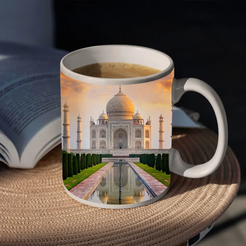 Taj Mahal Sunset Golden Sky India – Mugs