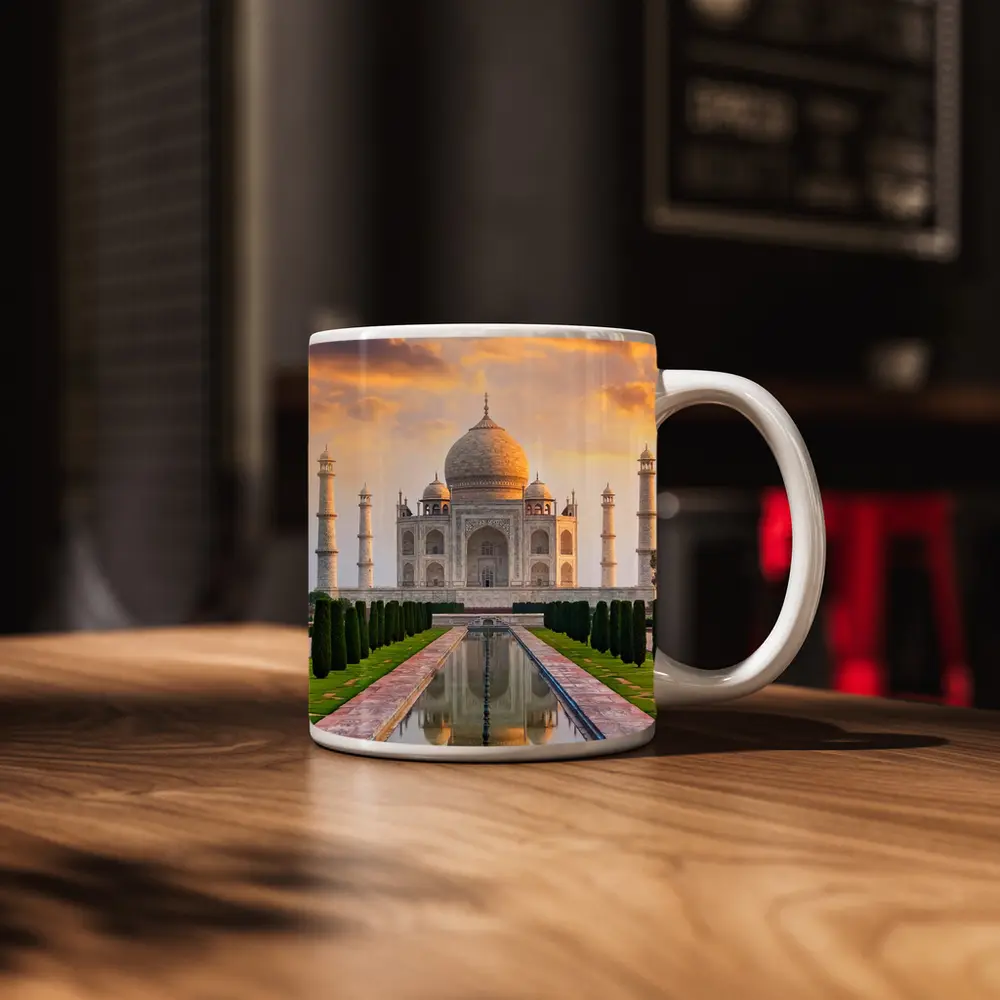 Taj Mahal Sunset Golden Sky India – Mugs