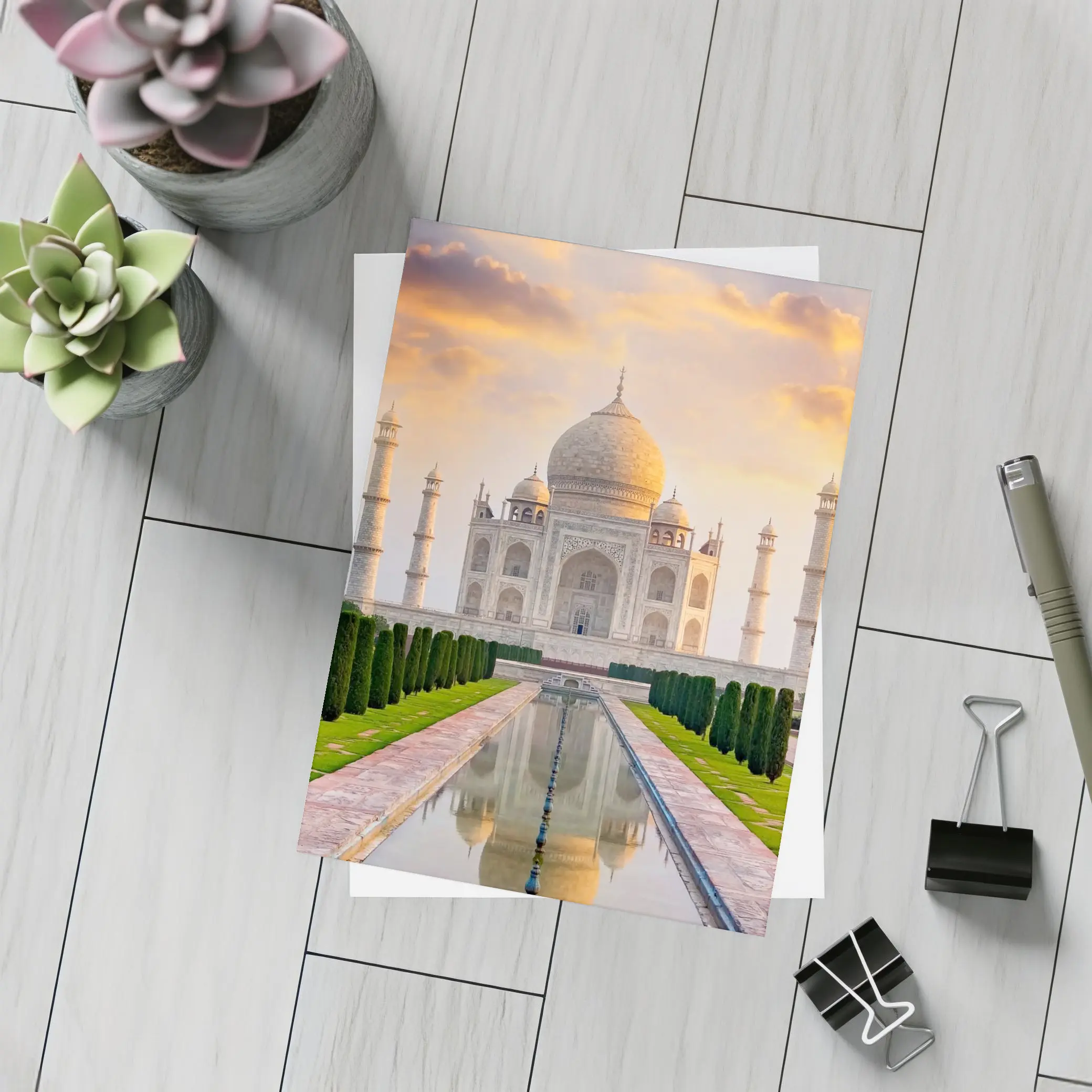Taj Mahal Sunset Golden Sky India – Postcards