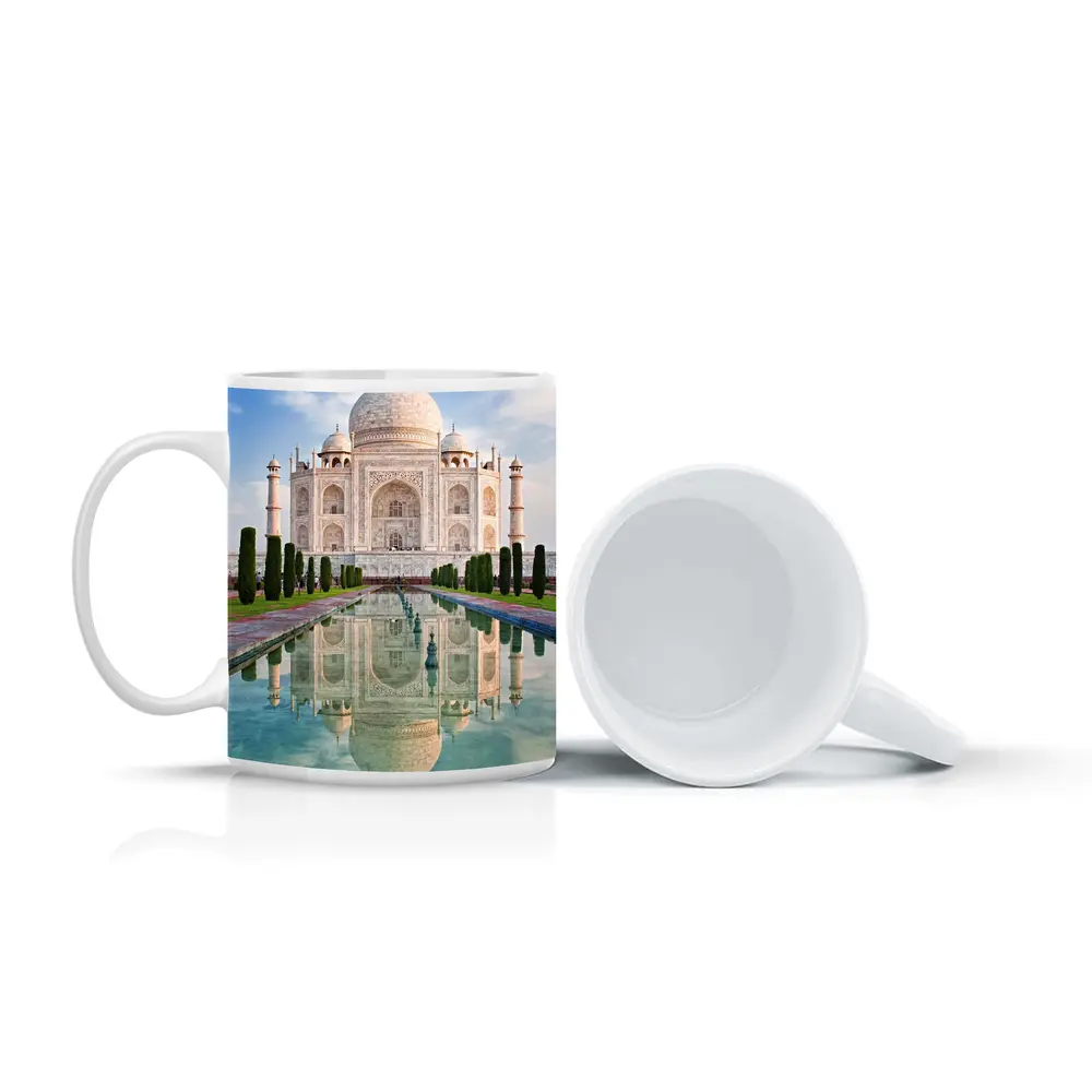 Taj Mahal Reflection Pool Blue Sky – Mugs