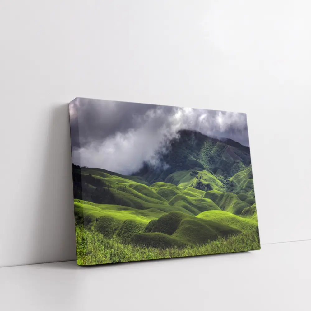 Green Rolling Hills Storm Clouds Mountains – Wall Art