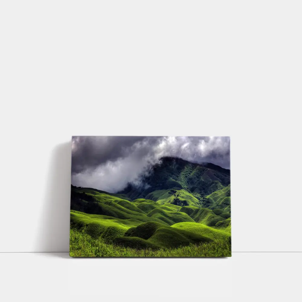 Green Rolling Hills Storm Clouds Mountains – Wall Art