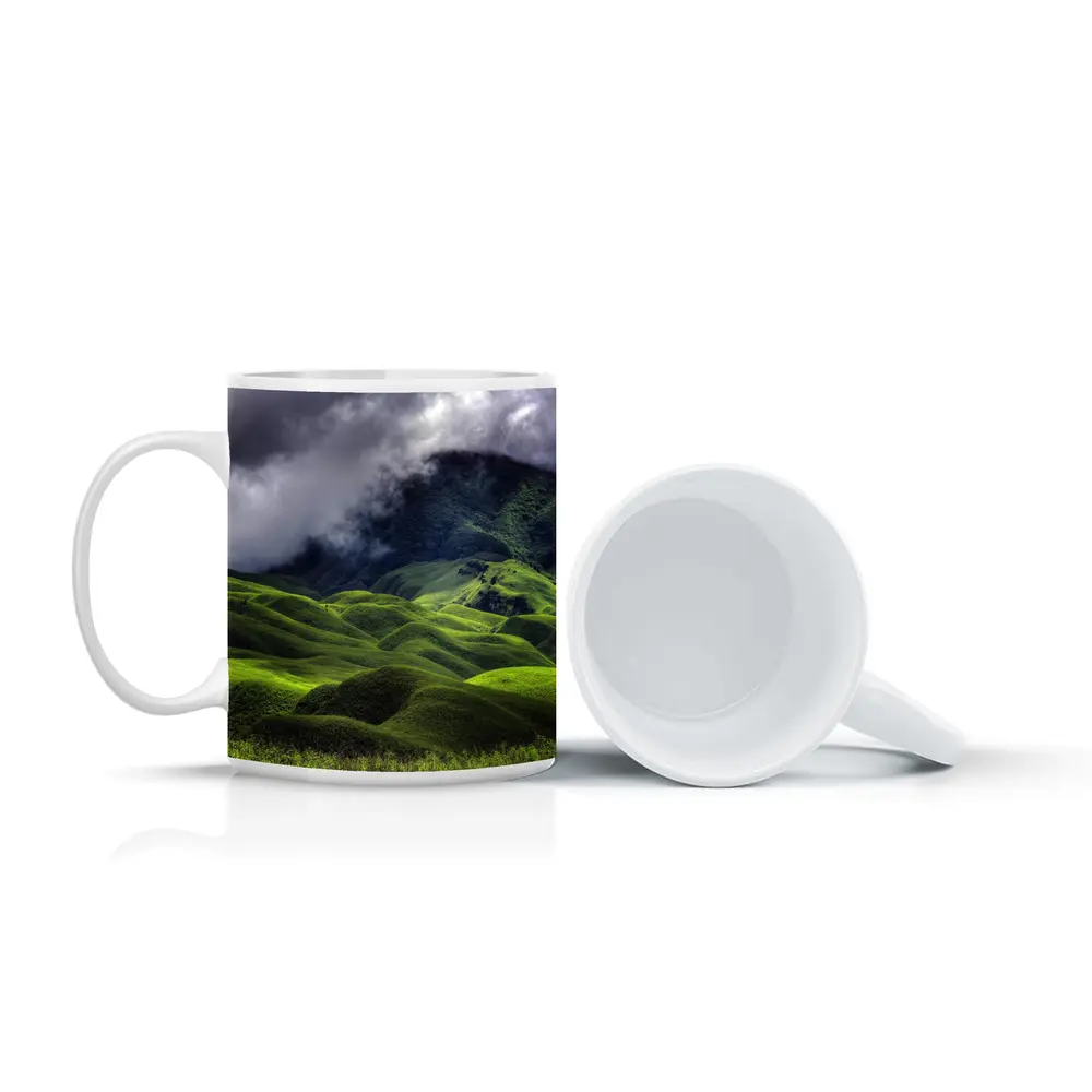 Green Rolling Hills Storm Clouds Mountains – Mugs