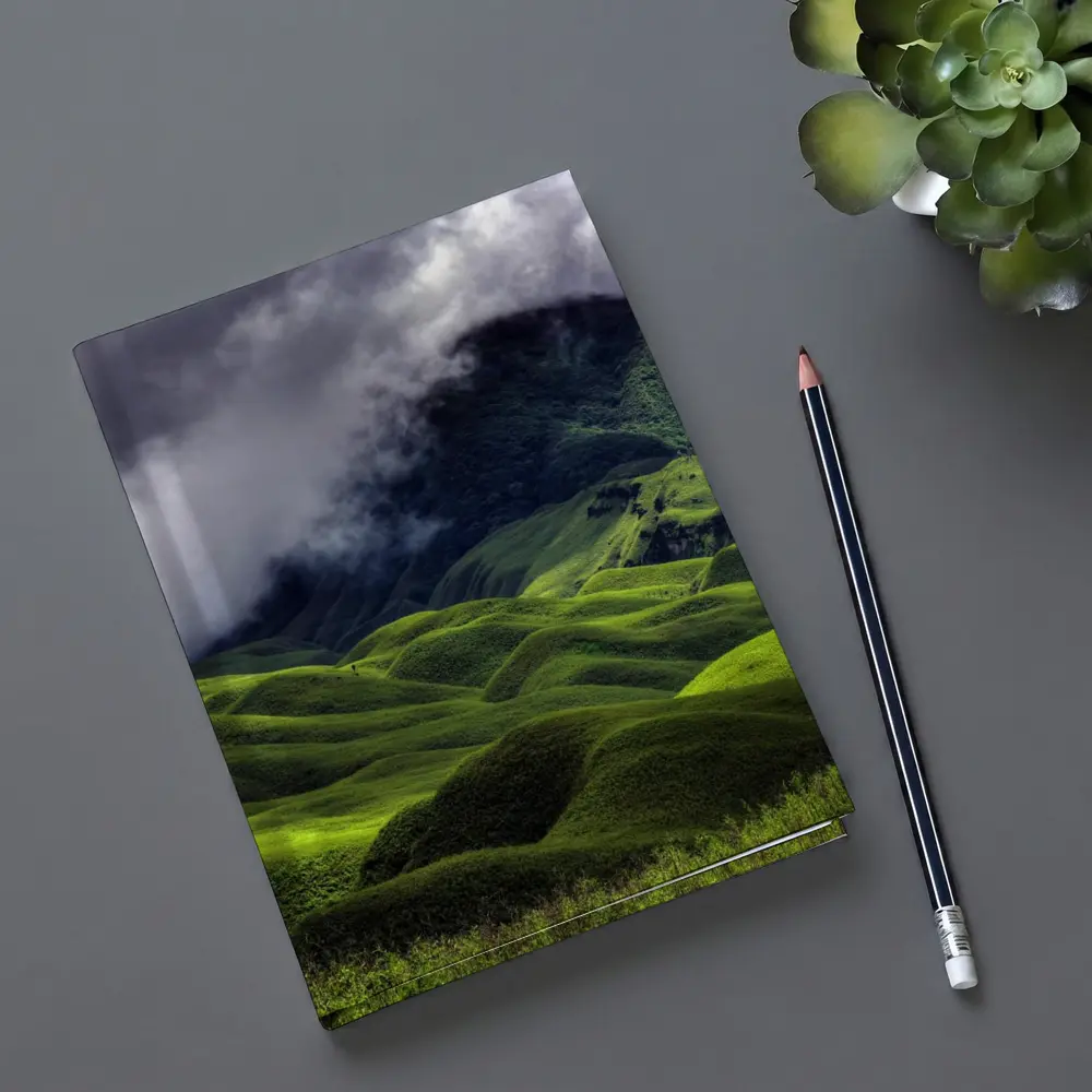 Green Rolling Hills Storm Clouds Mountains – Notebooks