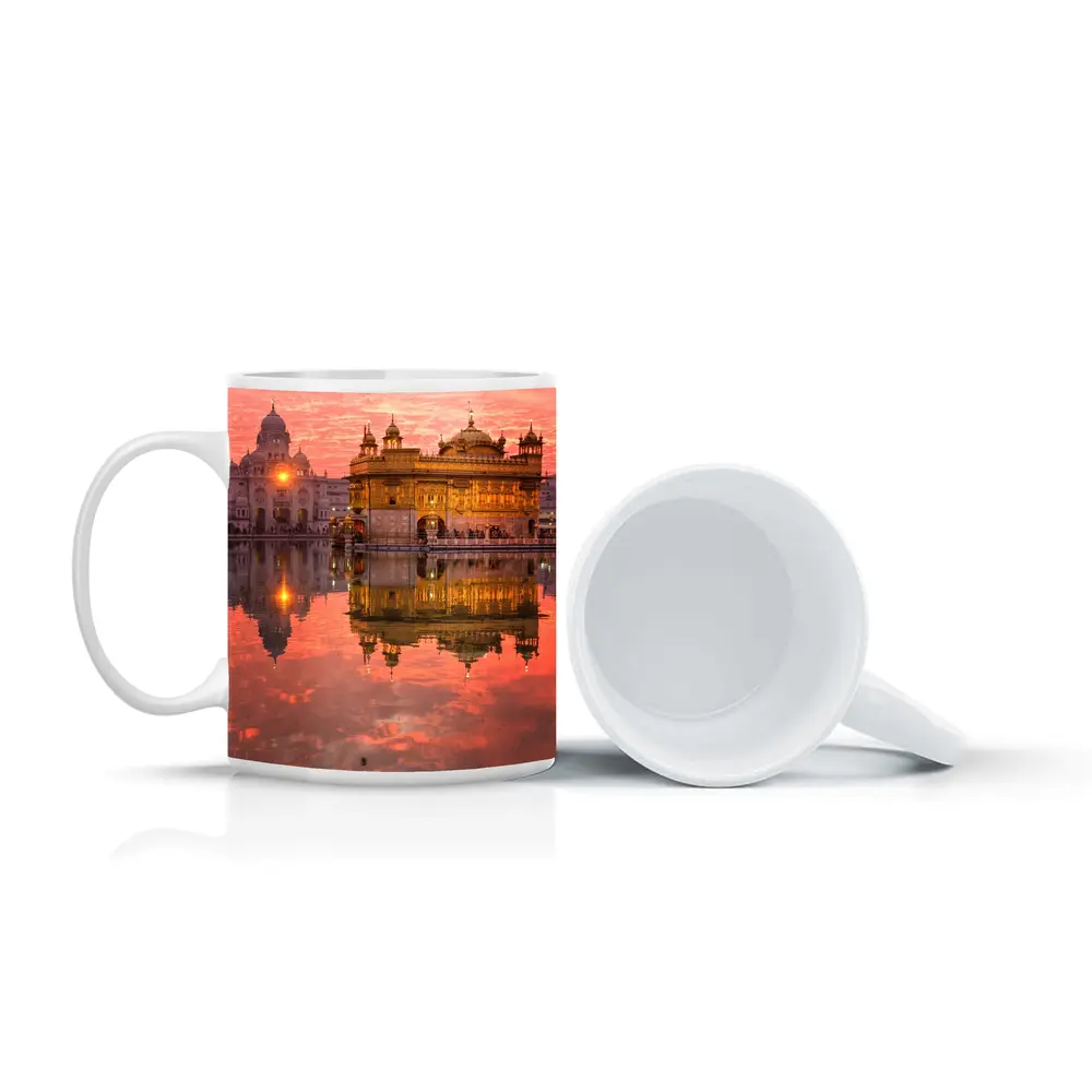Golden Temple Amritsar Pink Sunset Reflection – Mugs