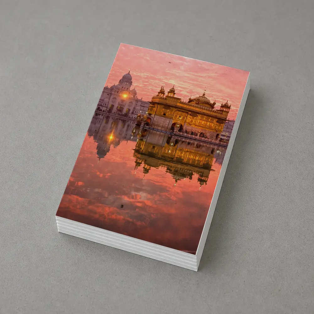 Golden Temple Amritsar Pink Sunset Reflection – Postcards