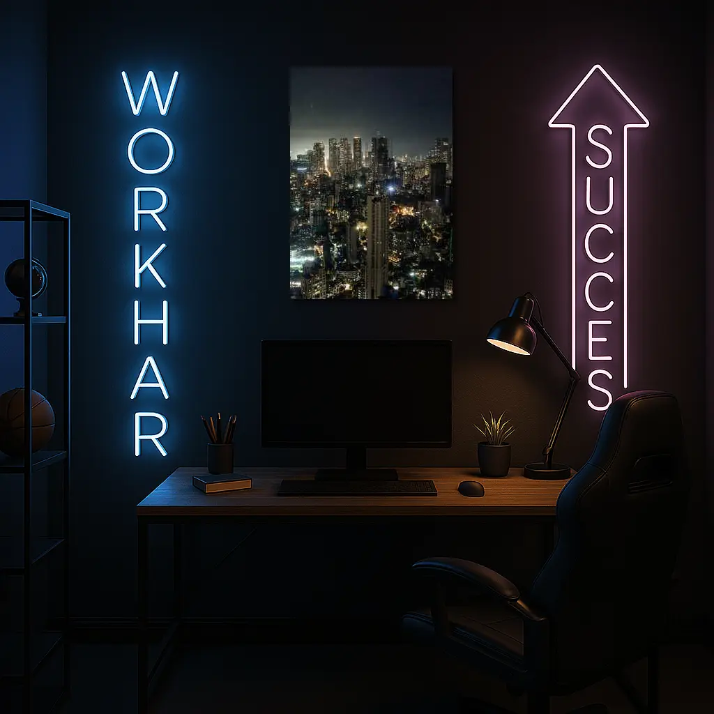 Mumbai City Skyline Glowing At Night – Wall Art