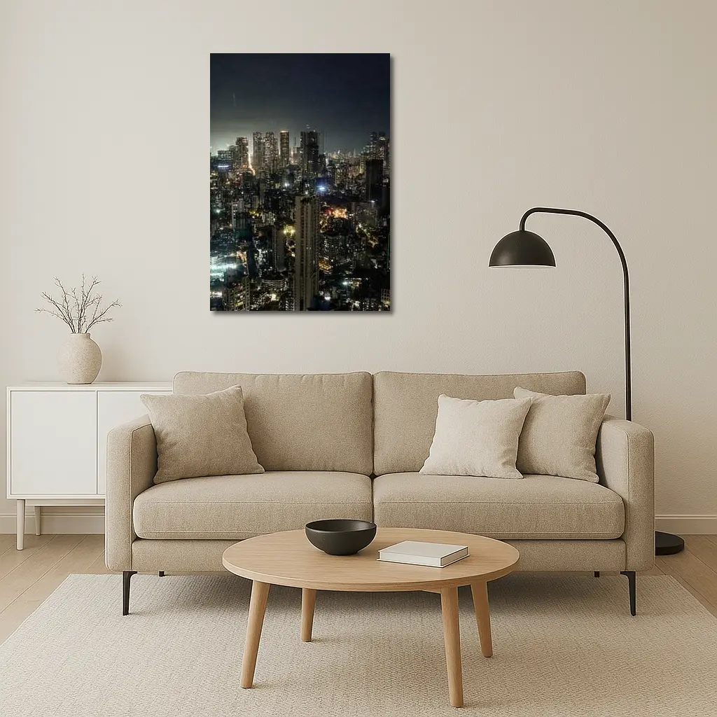 Mumbai City Skyline Glowing At Night – Wall Art