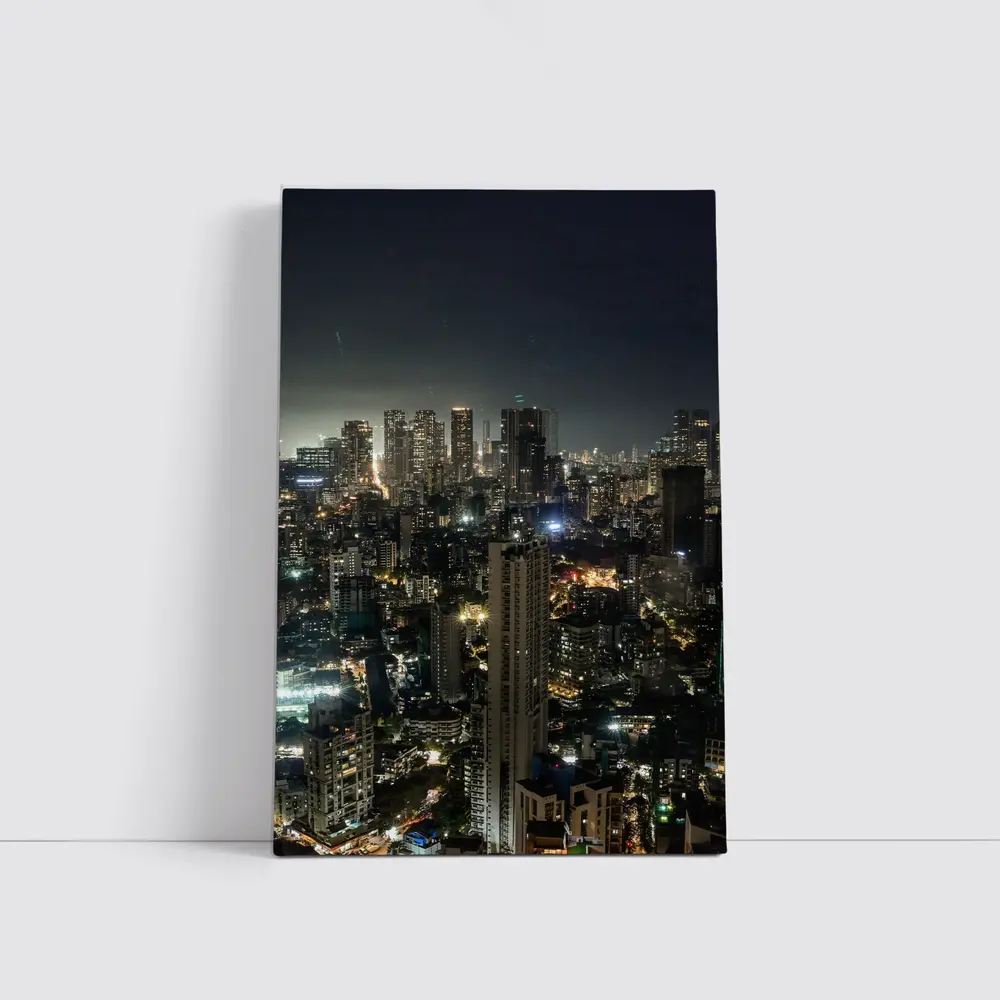 Mumbai City Skyline Glowing At Night – Wall Art