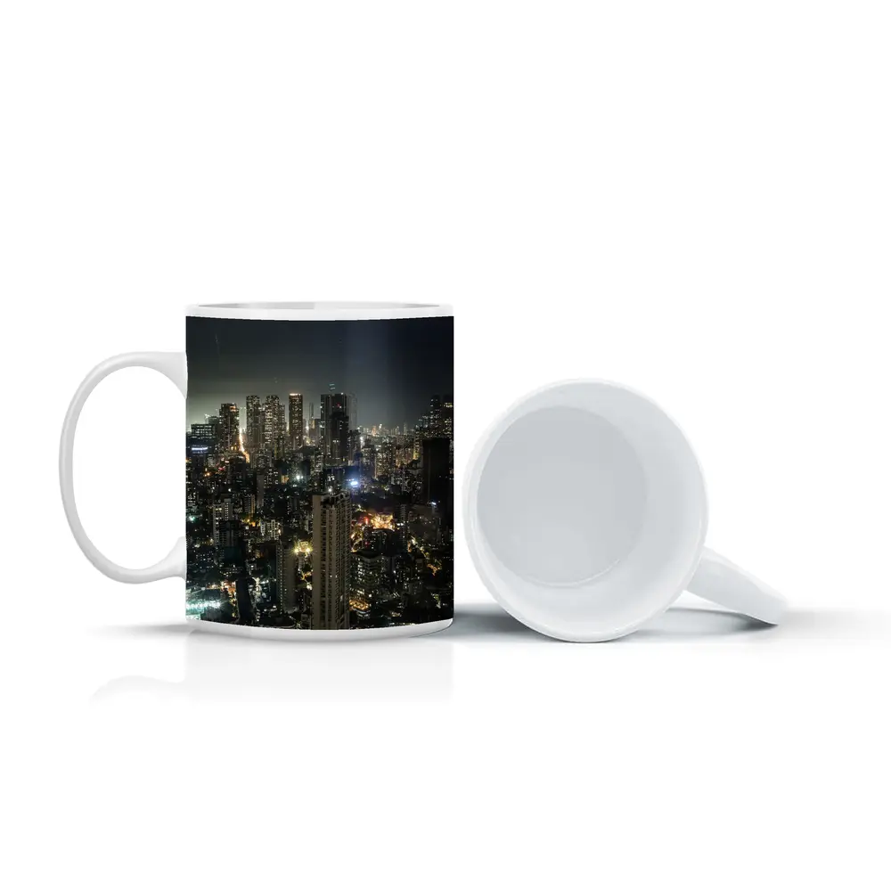 Mumbai City Skyline Glowing At Night – Mugs