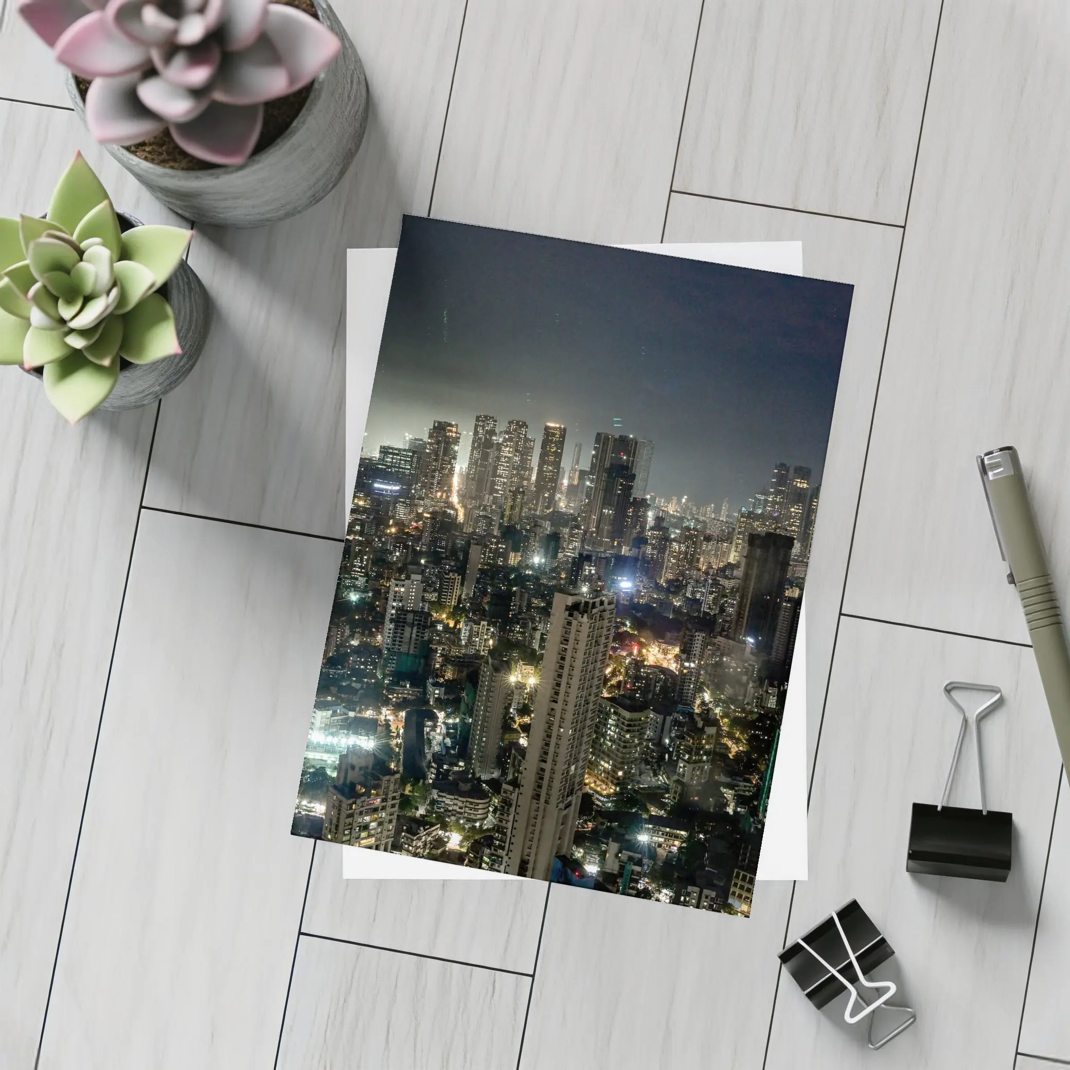 Mumbai City Skyline Glowing At Night – Postcards