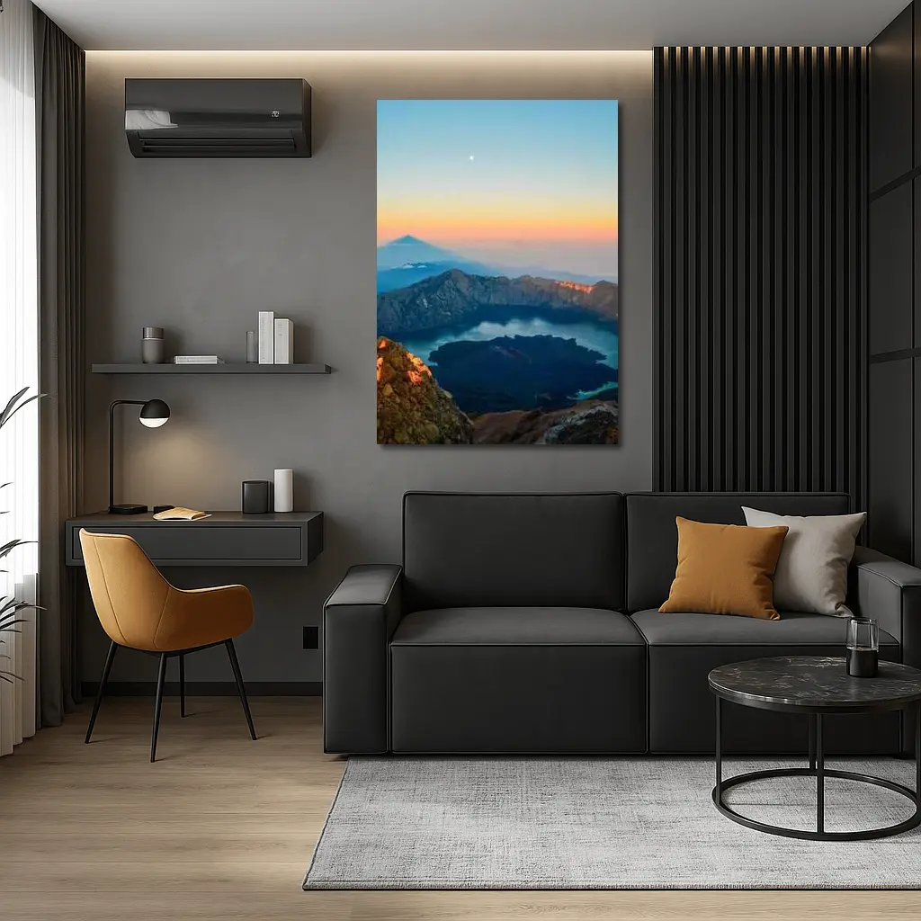 Rinjani Volcano Crater Lake Sunrise View – Wall Art