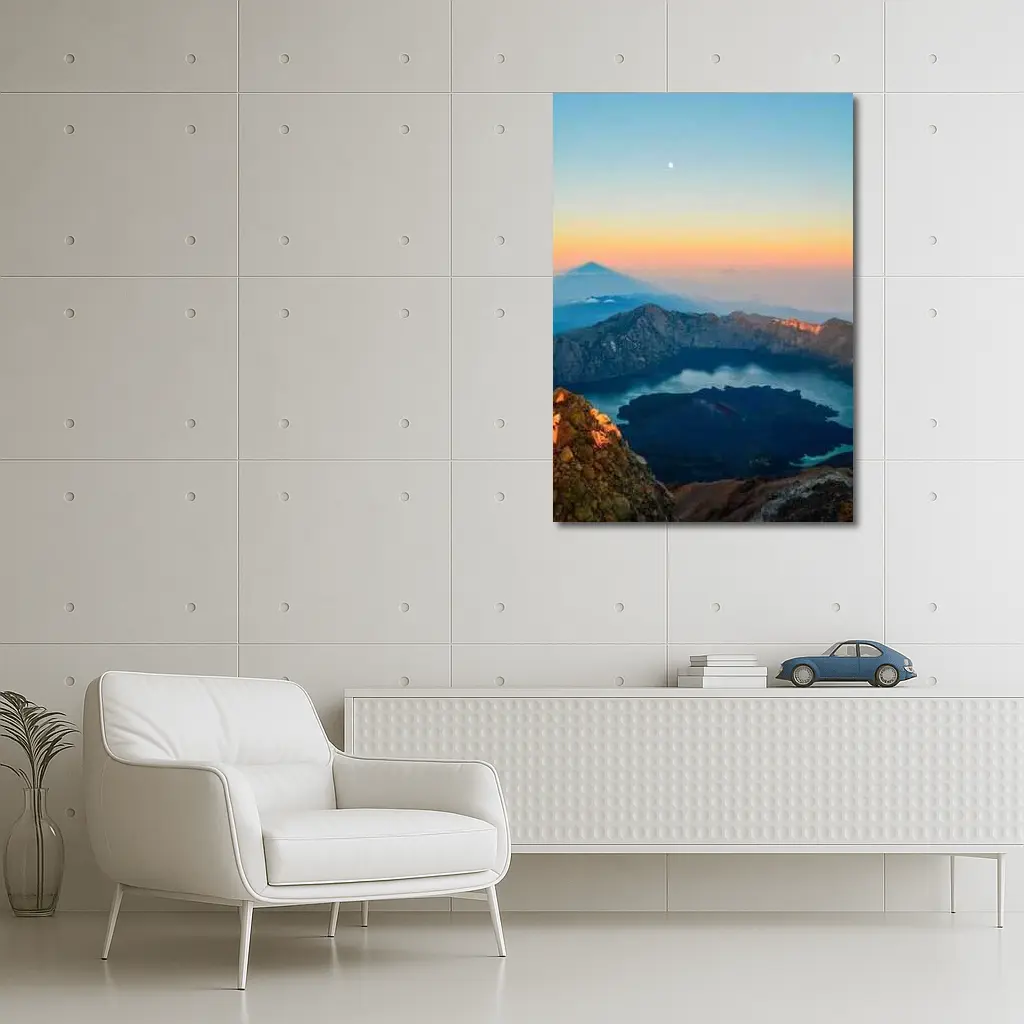 Rinjani Volcano Crater Lake Sunrise View – Wall Art