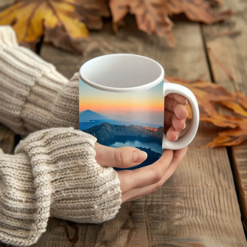 Rinjani Volcano Crater Lake Sunrise View – Mugs